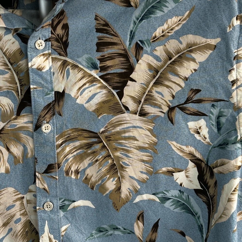 Denim & Flower Ricky Singh Blue Tropical Leaf Button Up Shirt Men’s XL - Picture 11 of 15